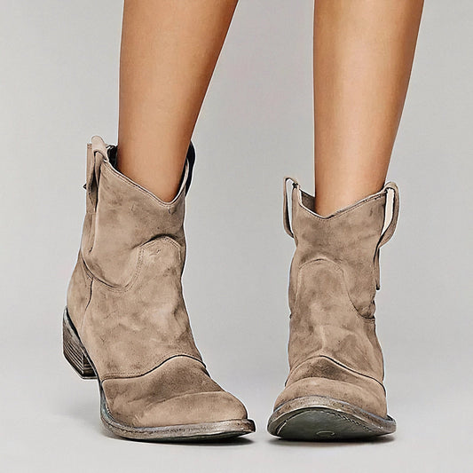 Andrea | Damen Kurze Used-Look Cowboystiefel