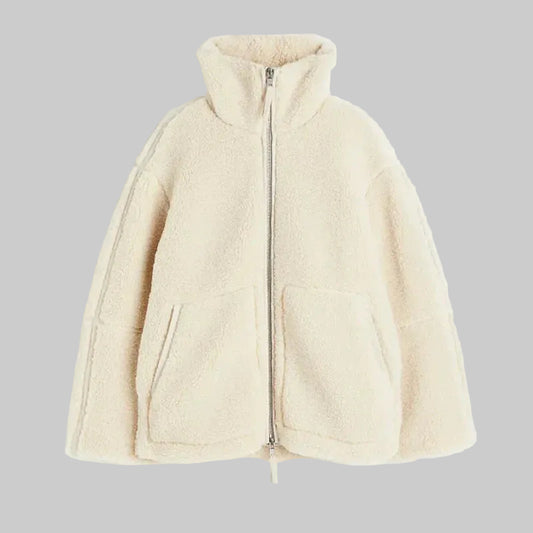 Christa | Damen Oversize Teddyjacke mit Reissverschluss