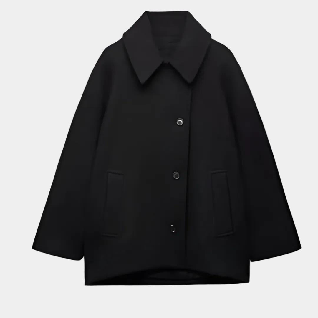 Cornelia | Damen Kurzer einreihiger Winter Mantel Oversize