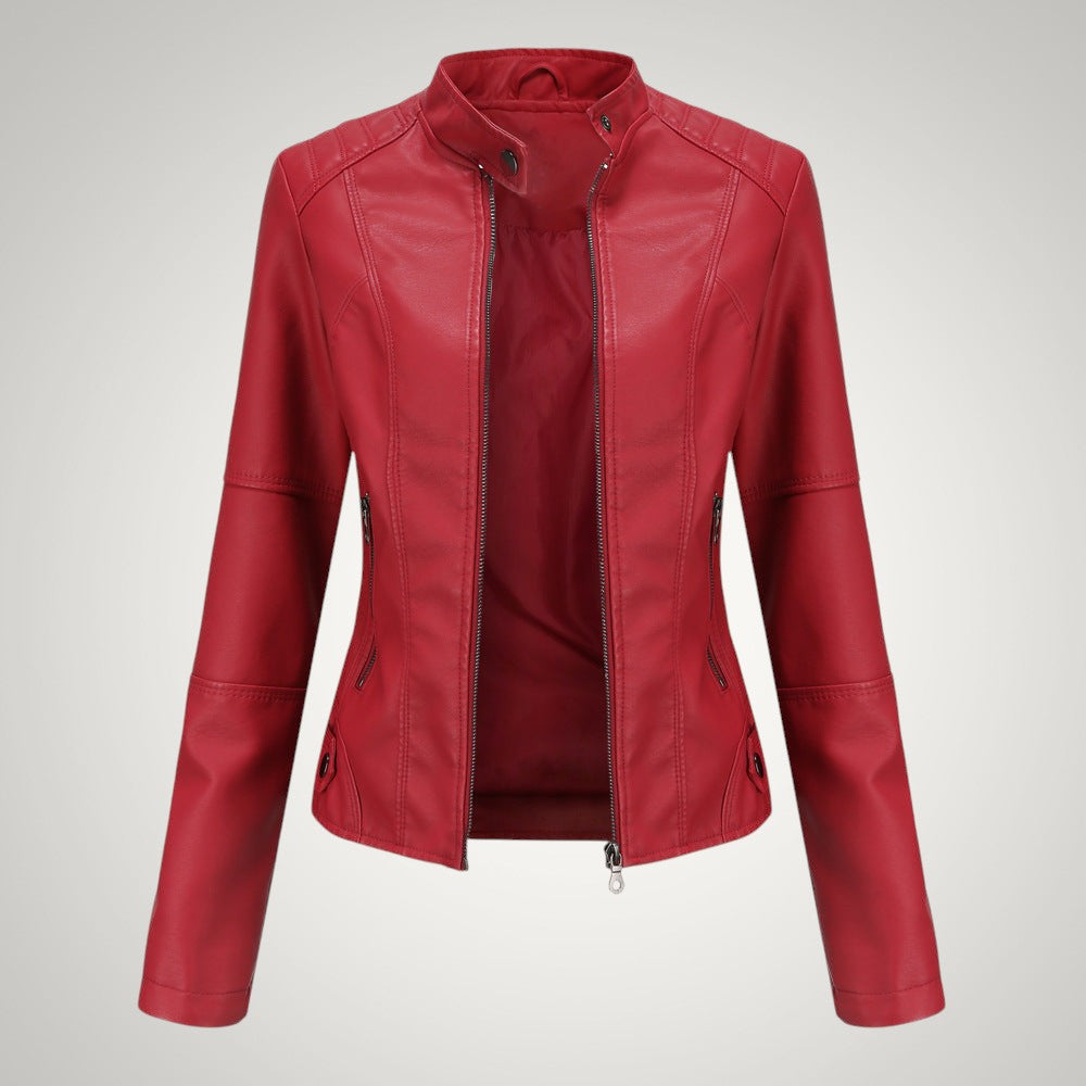 Noemi | Damen Leder Bikerjacke mit Stehkragen