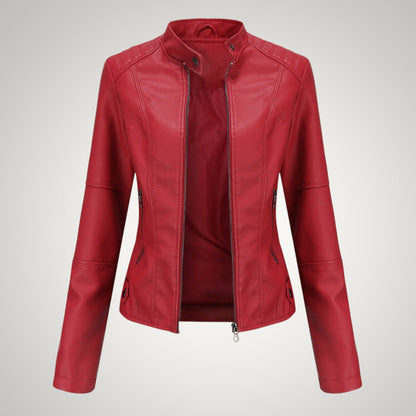 Noemi | Damen Leder Bikerjacke mit Stehkragen