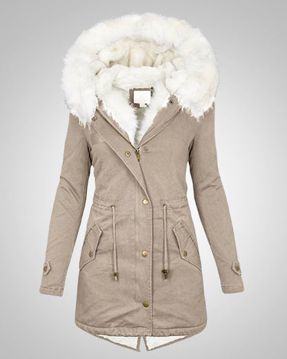 Rosa | Damen Gefütterte Winterparka Jacke mit Kapuze