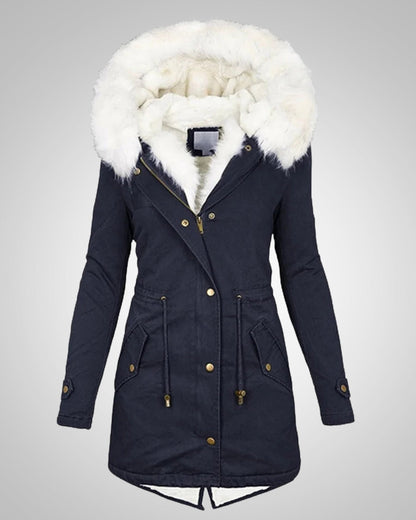 Rosa | Damen Gefütterte Winterparka Jacke mit Kapuze