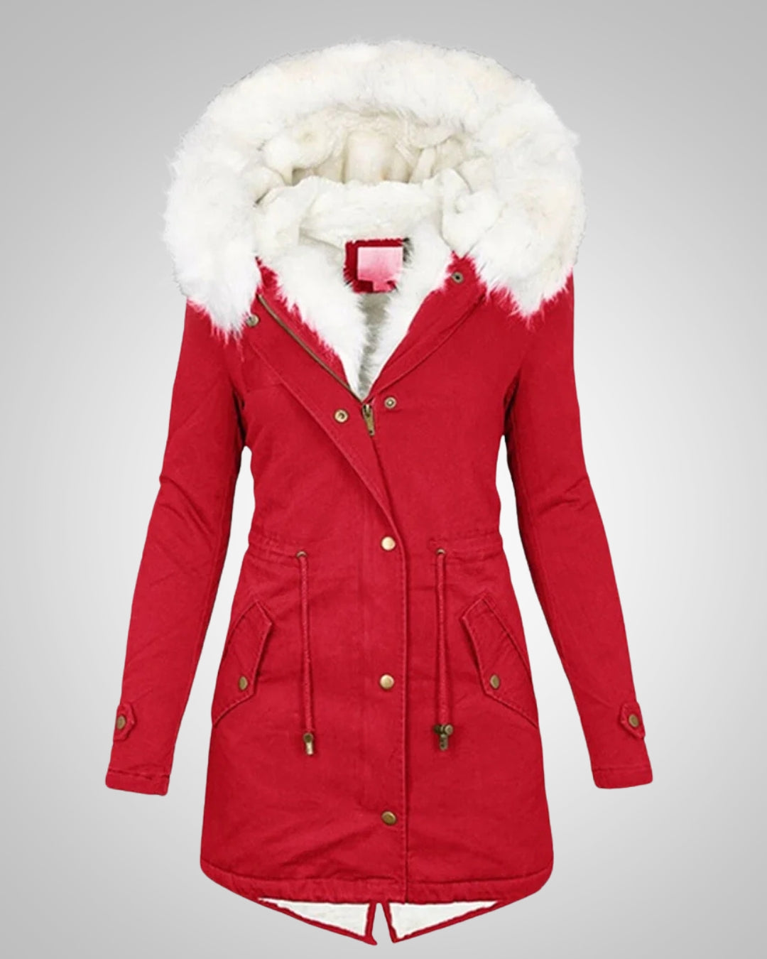 Rosa | Damen Gefütterte Winterparka Jacke mit Kapuze