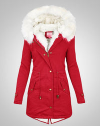 Rosa | Damen Gefütterte Winterparka Jacke mit Kapuze