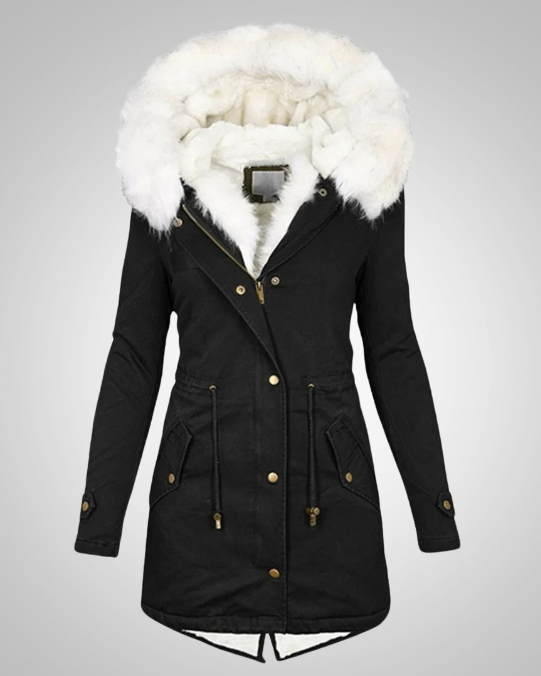 Rosa | Damen Gefütterte Winterparka Jacke mit Kapuze