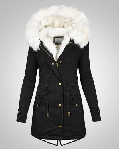 Rosa | Damen Gefütterte Winterparka Jacke mit Kapuze