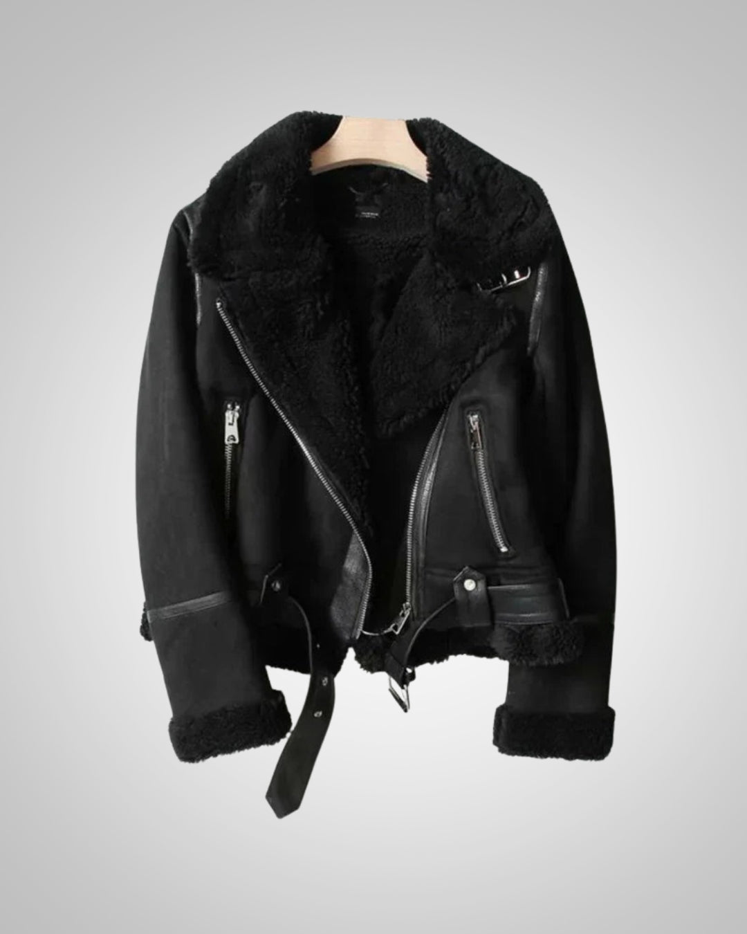 Muriel | Damen Winter Sherpa Bikerjacke mit Reissverschluss