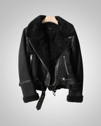 Muriel | Damen Winter Sherpa Bikerjacke mit Reissverschluss
