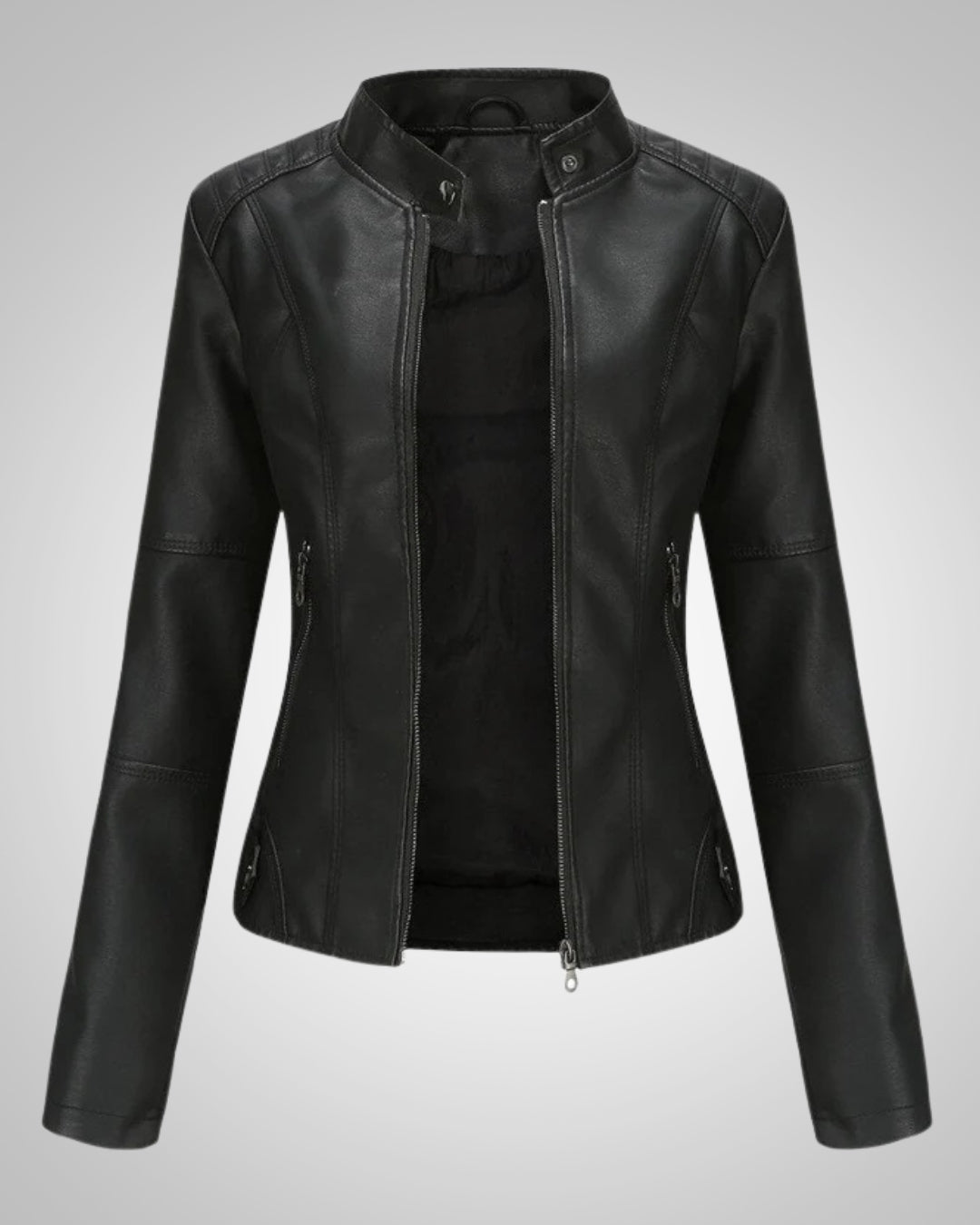 Noemi | Damen Leder Bikerjacke mit Stehkragen