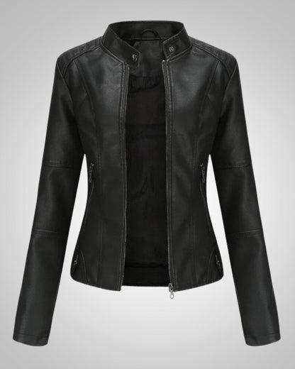 Noemi | Damen Leder Bikerjacke mit Stehkragen