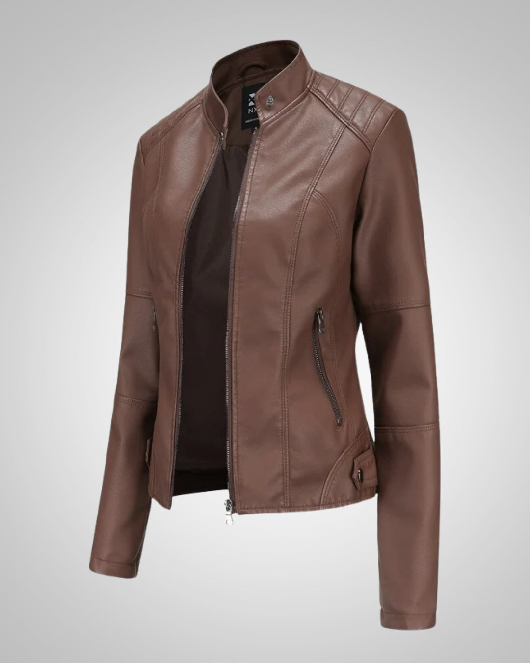 Noemi | Damen Leder Bikerjacke mit Stehkragen