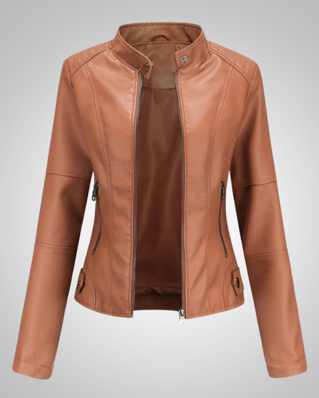 Noemi | Damen Leder Bikerjacke mit Stehkragen