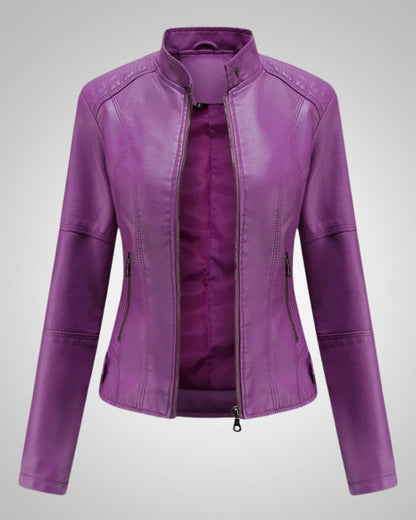 Noemi | Damen Leder Bikerjacke mit Stehkragen