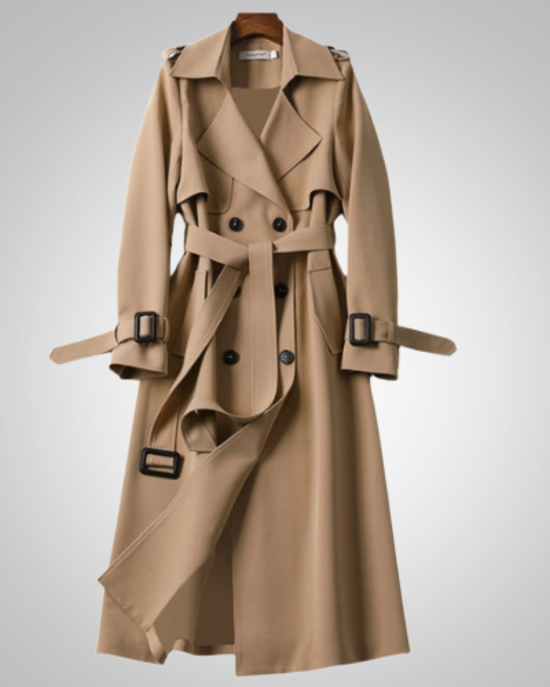 Annina | Damen Langer Taillierter Trenchcoat mit Gürtel