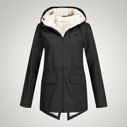 Elena | Damen Teddygefütterte Wasserdichte Regenjacke mit Kapuze
