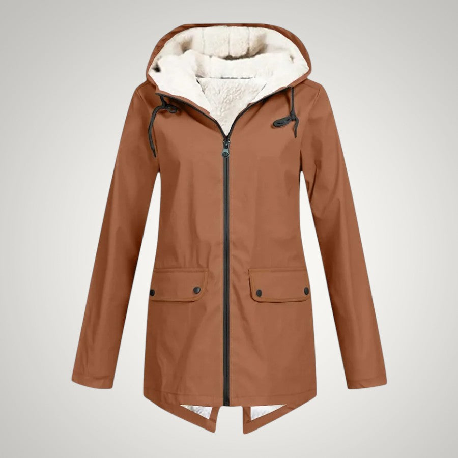 Elena | Damen Teddygefütterte Wasserdichte Regenjacke mit Kapuze