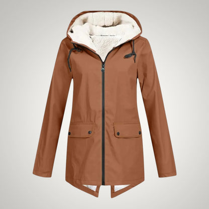 Elena | Damen Teddygefütterte Wasserdichte Regenjacke mit Kapuze