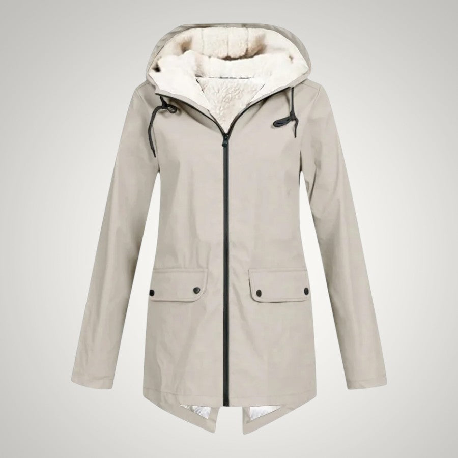 Elena | Damen Teddygefütterte Wasserdichte Regenjacke mit Kapuze