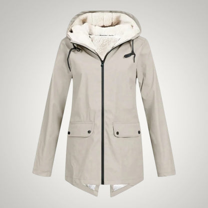 Elena | Damen Teddygefütterte Wasserdichte Regenjacke mit Kapuze