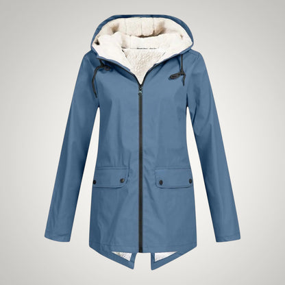 Elena | Damen Teddygefütterte Wasserdichte Regenjacke mit Kapuze