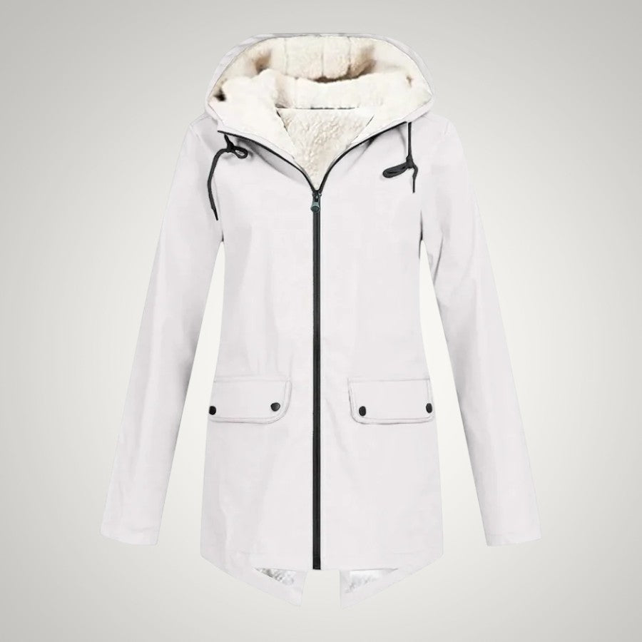 Elena | Damen Teddygefütterte Wasserdichte Regenjacke mit Kapuze