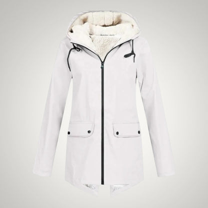 Elena | Damen Teddygefütterte Wasserdichte Regenjacke mit Kapuze