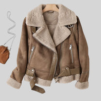 Diana | Damen Sherpa-Gefütterte Linde Wildleder Bikerjacke