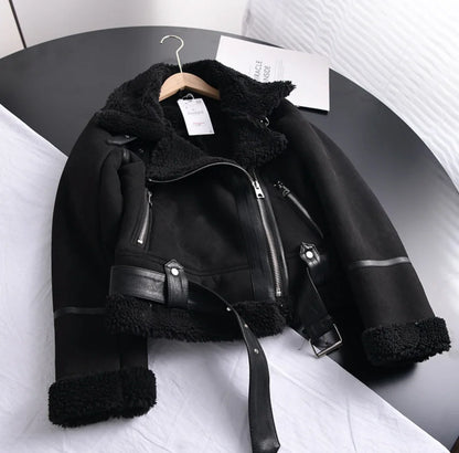 Diana | Damen Sherpa-Gefütterte Linde Wildleder Bikerjacke