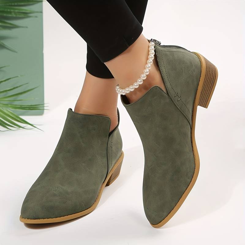 Alessia | Damen Stiefeletten mit niedrigem Blockabsatz und seitlichem Reissverschluss