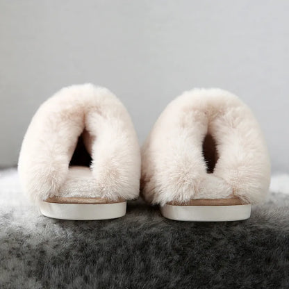 Astrid | Damen Gefütterte Winter Hausschuhe mit Flauschkragen