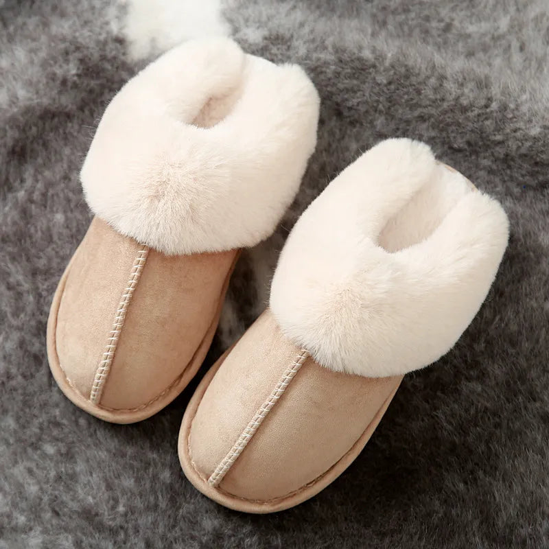 Astrid | Damen Gefütterte Winter Hausschuhe mit Flauschkragen