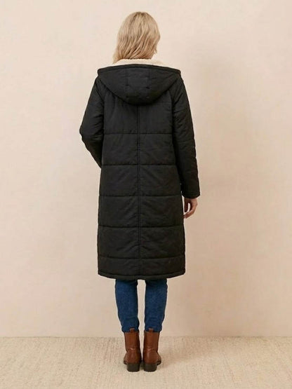 Bettina | Damen Sherpa Futter Teddymantel mit Kapuze