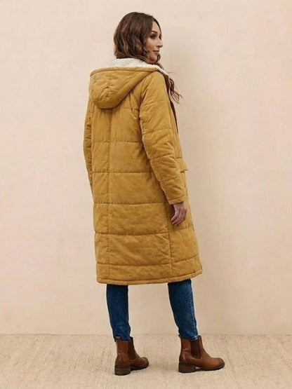 Bettina | Damen Sherpa Futter Teddymantel mit Kapuze
