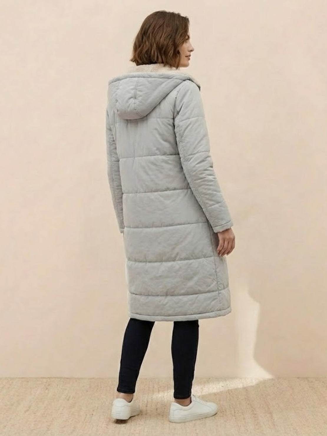Bettina | Damen Sherpa Futter Teddymantel mit Kapuze