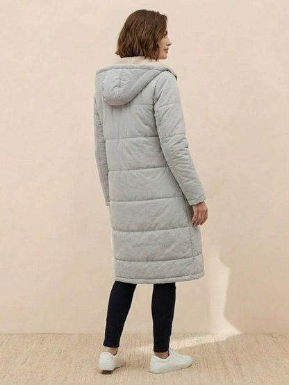 Bettina | Damen Sherpa Futter Teddymantel mit Kapuze