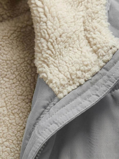 Bettina | Damen Sherpa Futter Teddymantel mit Kapuze