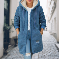 Celine | Damen Lange Winter Fleecejacke mit Kapuze