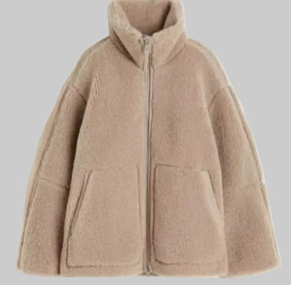 Christa | Damen Oversize Teddyjacke mit Reissverschluss