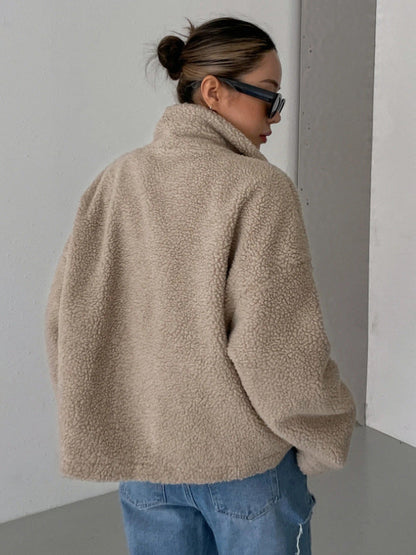 Christa | Damen Oversize Teddyjacke mit Reissverschluss