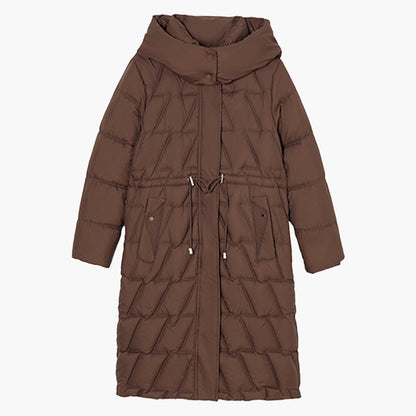 Colette | Damen Lange gesteppte Pufferjacke mit Kapuze