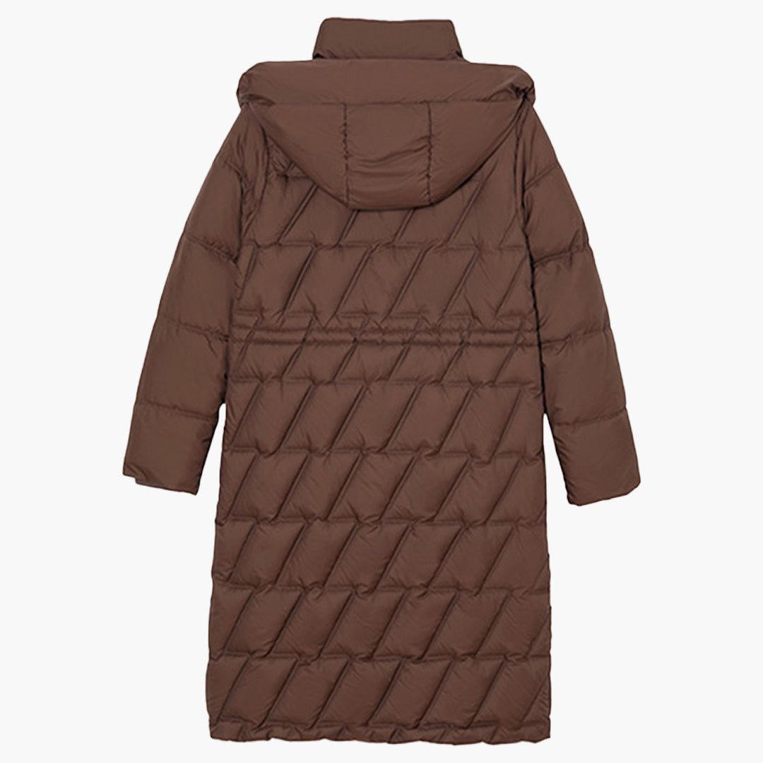 Colette | Damen Lange gesteppte Pufferjacke mit Kapuze