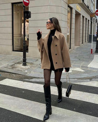 Cornelia | Damen Oversize Kurzer Einreihiger Winter Mantel