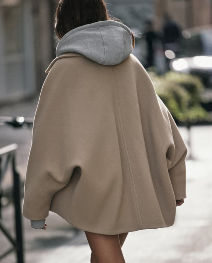 Cornelia | Damen Kurzer einreihiger Winter Mantel Oversize