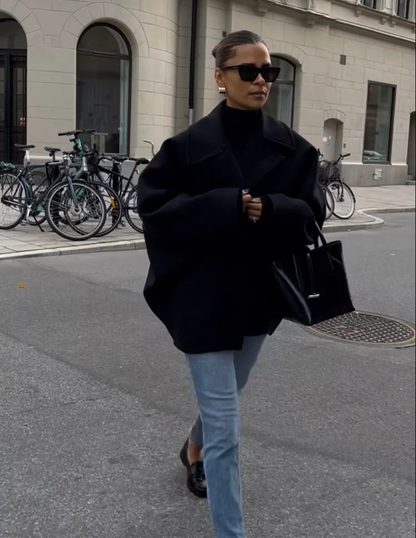 Cornelia | Damen Kurzer einreihiger Winter Mantel Oversize
