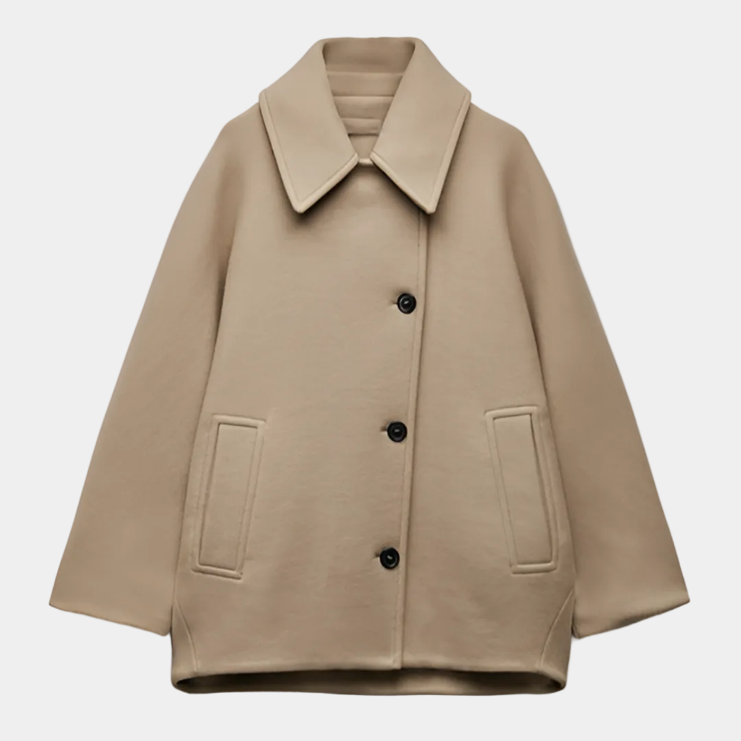 Cornelia | Damen Kurzer einreihiger Winter Mantel Oversize