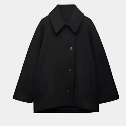 Cornelia | Damen Kurzer einreihiger Winter Mantel Oversize