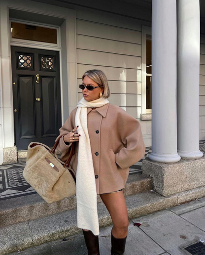 Cornelia | Damen Kurzer einreihiger Winter Mantel Oversize