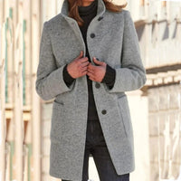Dominique | Damen Eleganter Wollmantel mit Knöpfen
