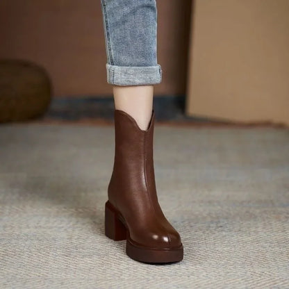 Elisa | Damen Vegane Chelsea Stiefel mit Blockabsatz